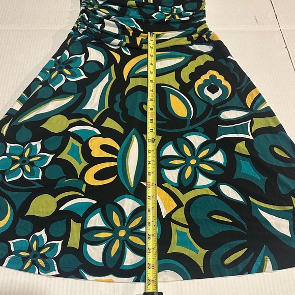 En Focus Studio Floral Pattern black blue Dress w ruched waist stretchy fabric - Picture 4 of 8